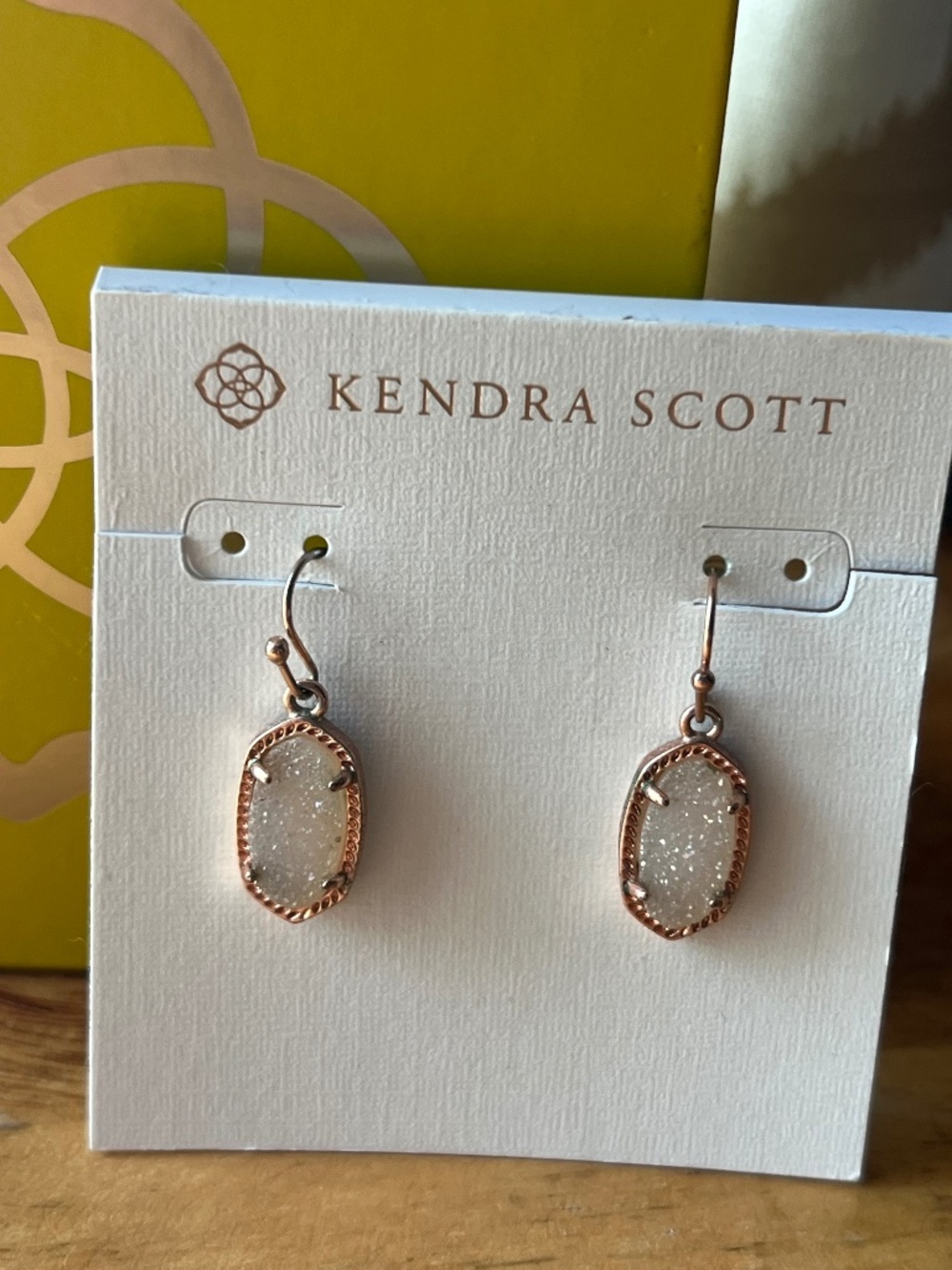 Kendra Scott Lee Rose Gold Drop Earrings in Iridescent Drussy